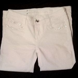 LA idol USA Rhinestone White Boot Cut Jeans Size 7